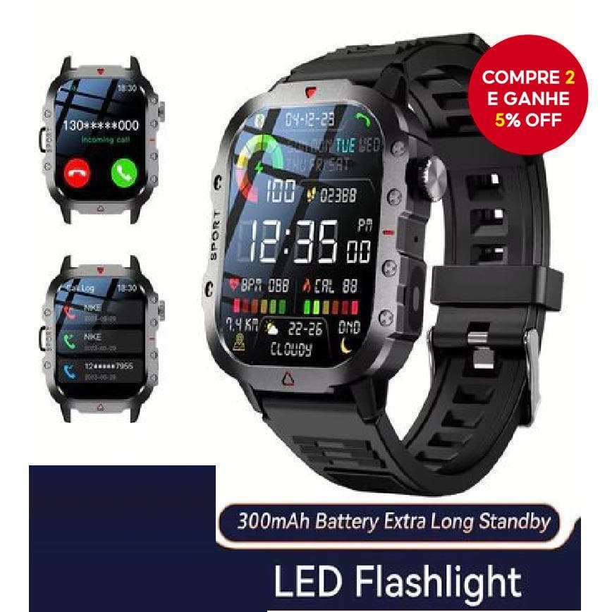 H11 Laxasfit Smartwatch Homens Lanterna Robusta Tela De 2.01 Polegadas Chamada Bluetooth