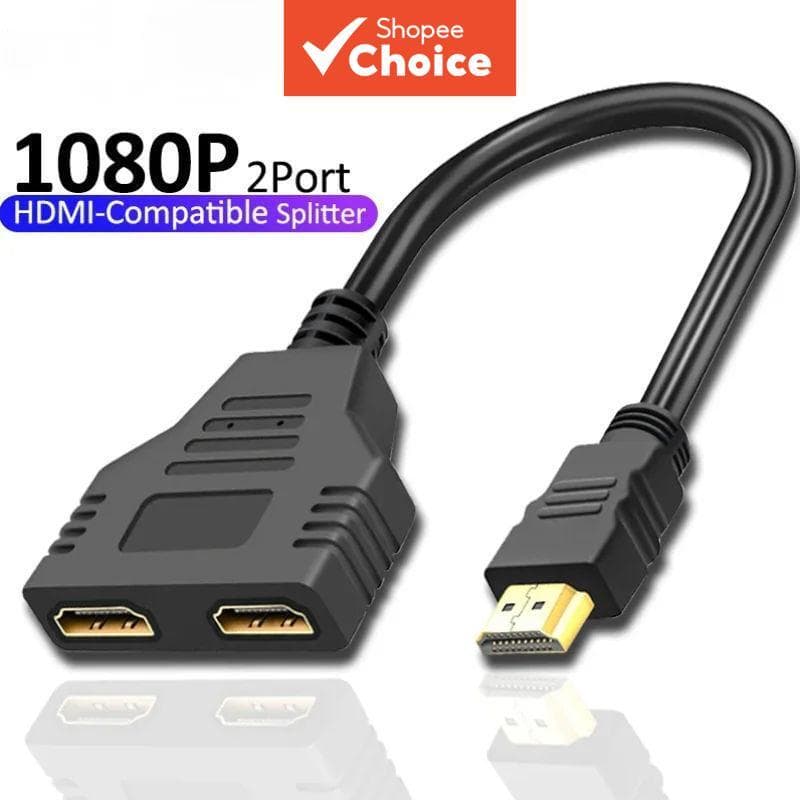  Cabo divisor HDMI HD 1080P 2 portas Y 1 entrada 2 saídas Adaptador para caixa de TV LCD PS3 Divisor compatível com HDMI