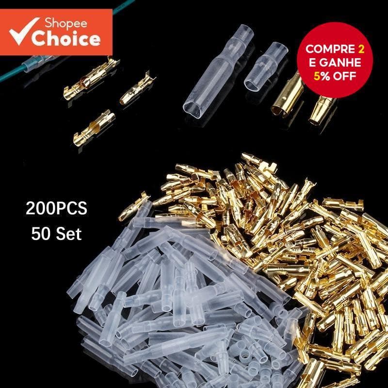 Terminais De Crimpagem De Bala , Conector De Motocicleta , Soquete Com Capa De Manga Isolante , 50 Conjuntos/200 Peças 3