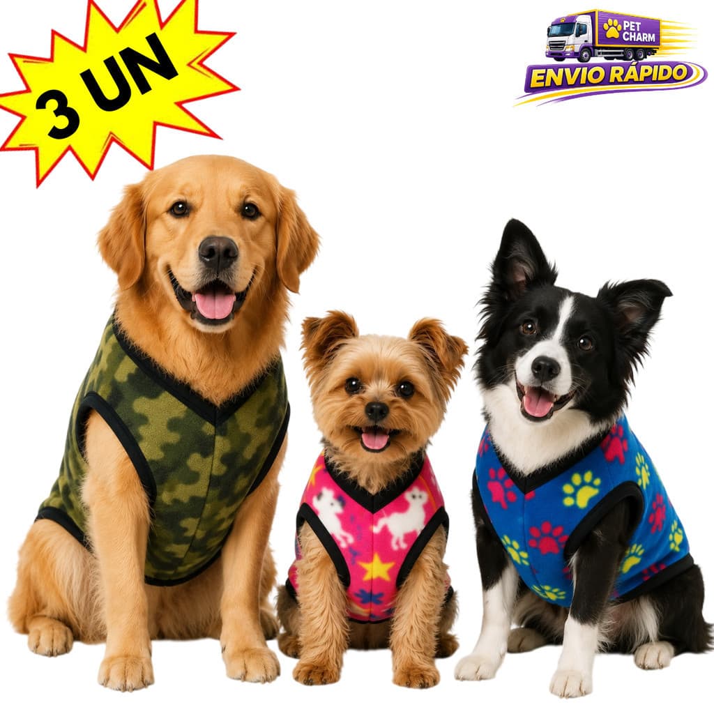 Kit 3 Roupinha N6 Para Cachorro Médio Porte Roupa Pet Frio