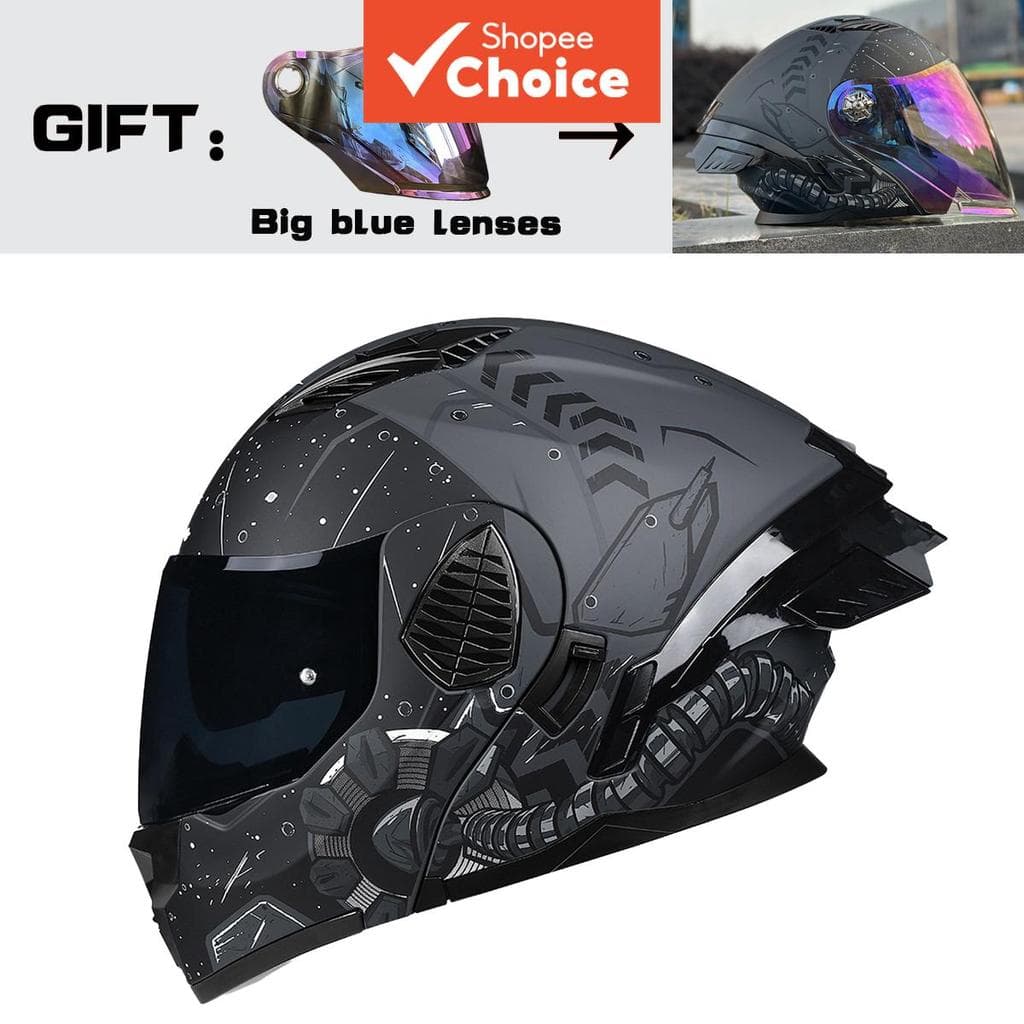 Capacete de Motocicleta 3 em 1 NBTK | Galaxy & Stars | Capacete Integral a Aberto com Lentes Duplas, Casco ABS e Forro