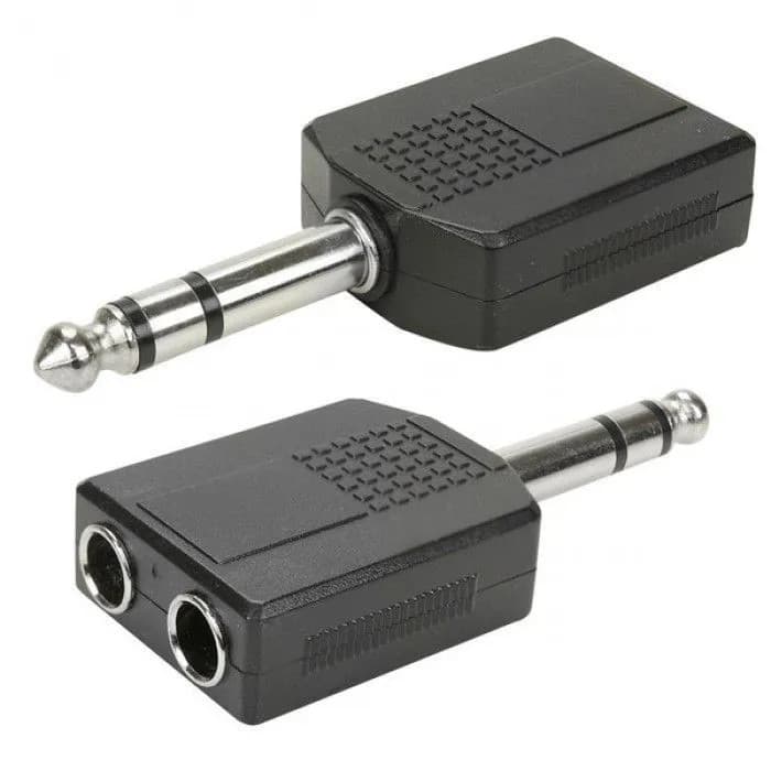 Plug Adaptador P10 Macho Stereo X 2 P10 Femea Stereo Duplo