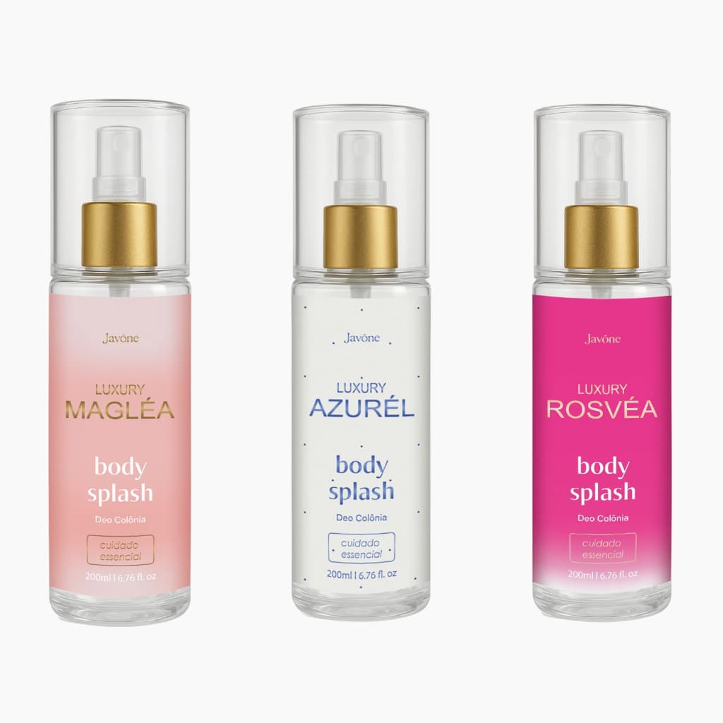 3x Body Splash Javône  Magléa + Azurél + Rosvéa  Fragrâncias Icônicas.