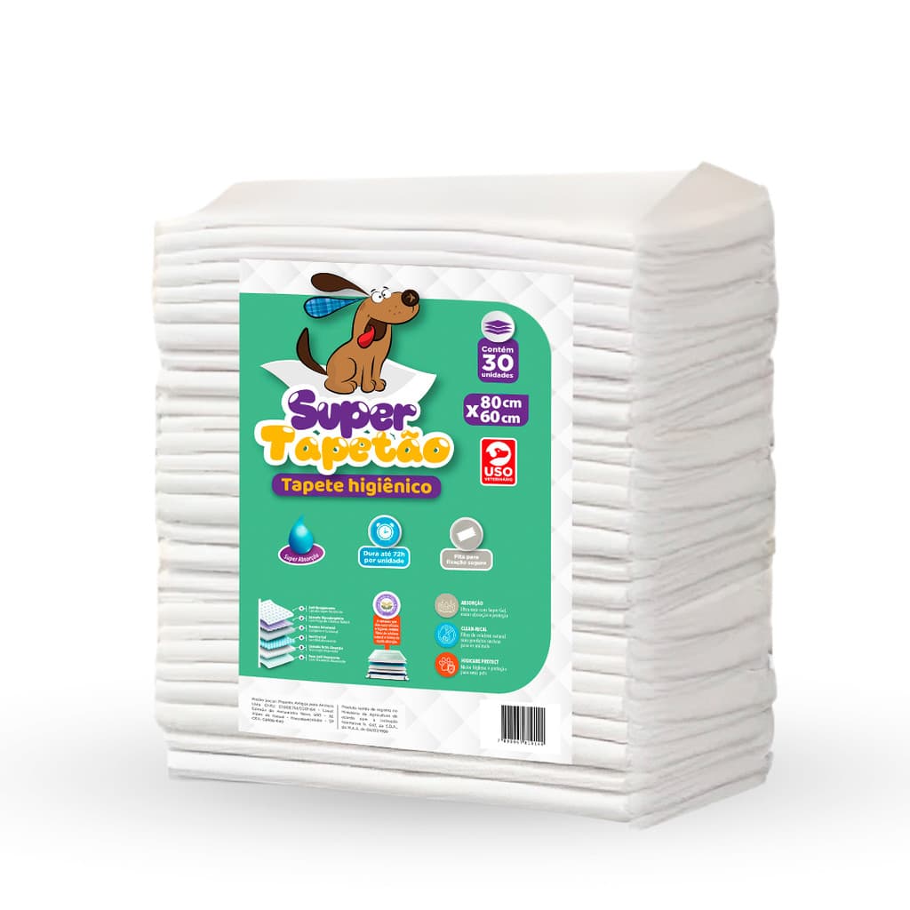 Tapete Higiênico para Cachorro Pet Super Tapetão 80x60 com 30 Un.