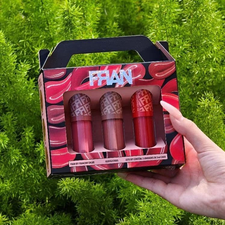 KIT COM 3 GLOSS LABIAL EM TRES TOM FRAN