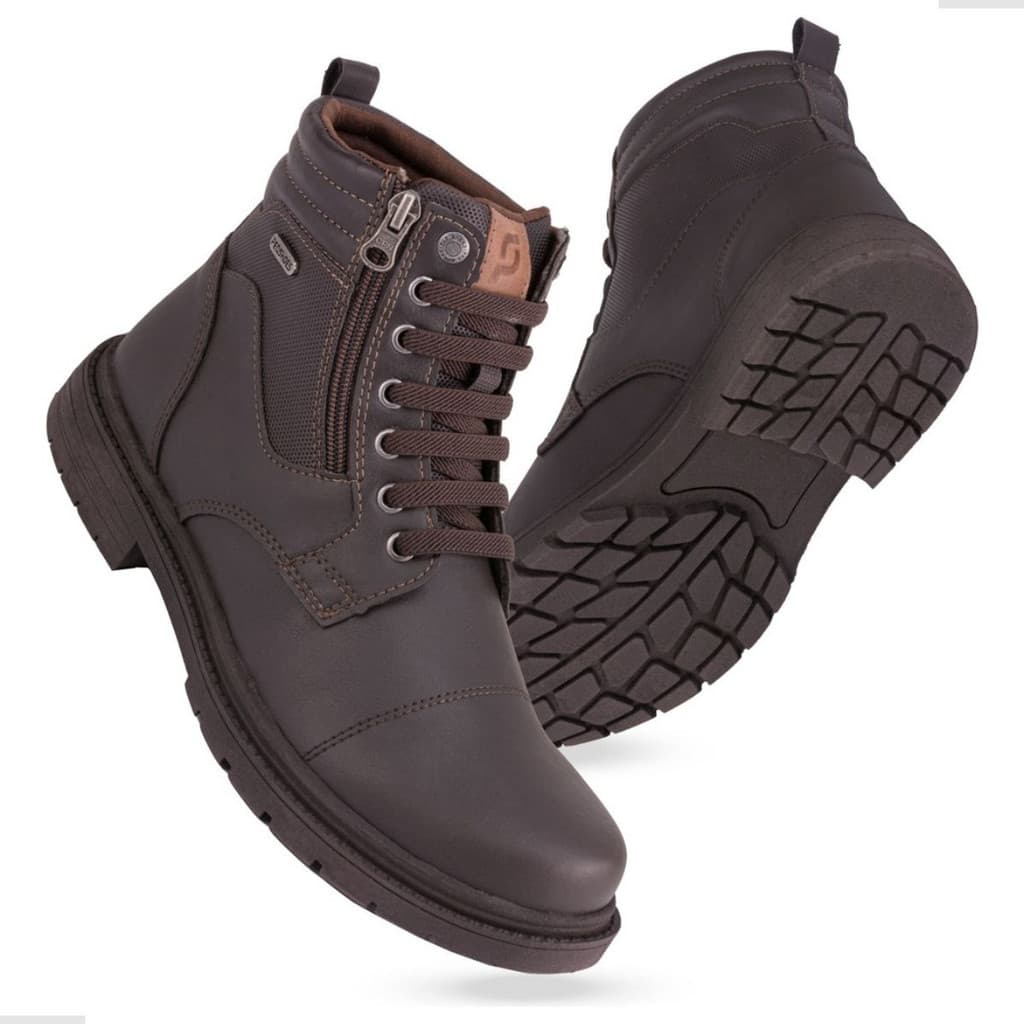 Bota Coturno Masculino Cadarço Zíper Motoqueiro Construçao Civil