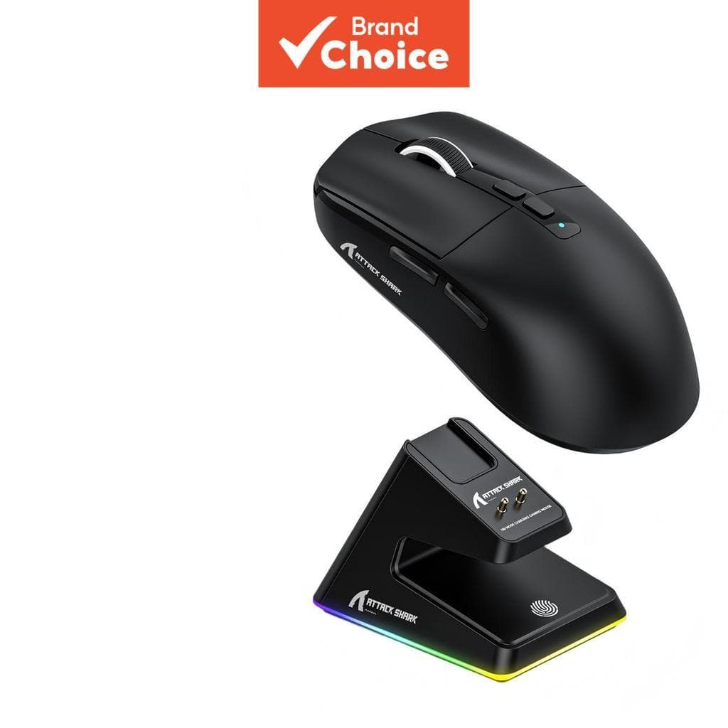 ATTACK SHARK X6 Mouse Gaming 56g Ultraleve 3 Modos BT5.2/2.4G/Com Fio, PAW3395 26K DPI, Bateria 200h, 80M Cliques,