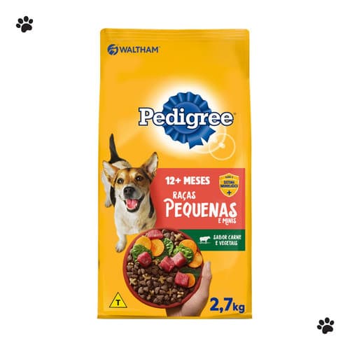 Ração Pedigree Cães Raças Pequenas Minis 2,7kg Alimento Sabor Carne Vegetais Cachorro Saudável