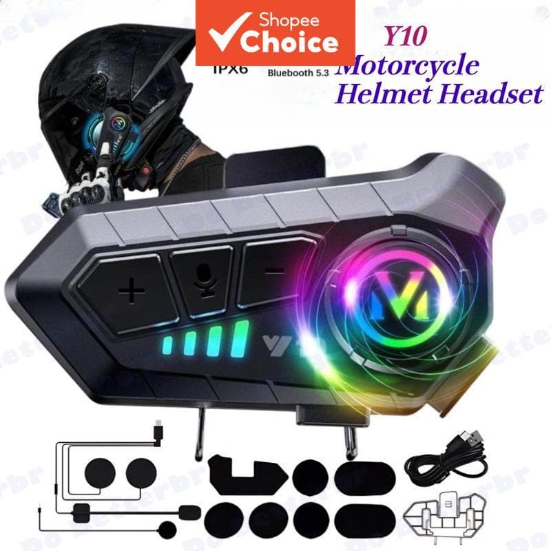 Fones de ouvido Y10 para capacete de motocicleta, fones Bluetooth sem fio, cancelamento de ruído, fone à prova d'água,