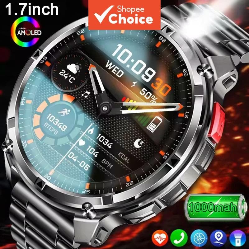 Bateria 1100mAh T-3 Outdoors, Relógio Inteligente à Prova d’Água, GPS, Chamada Bluetooth, HD AMOLED, Relógio Inteligente