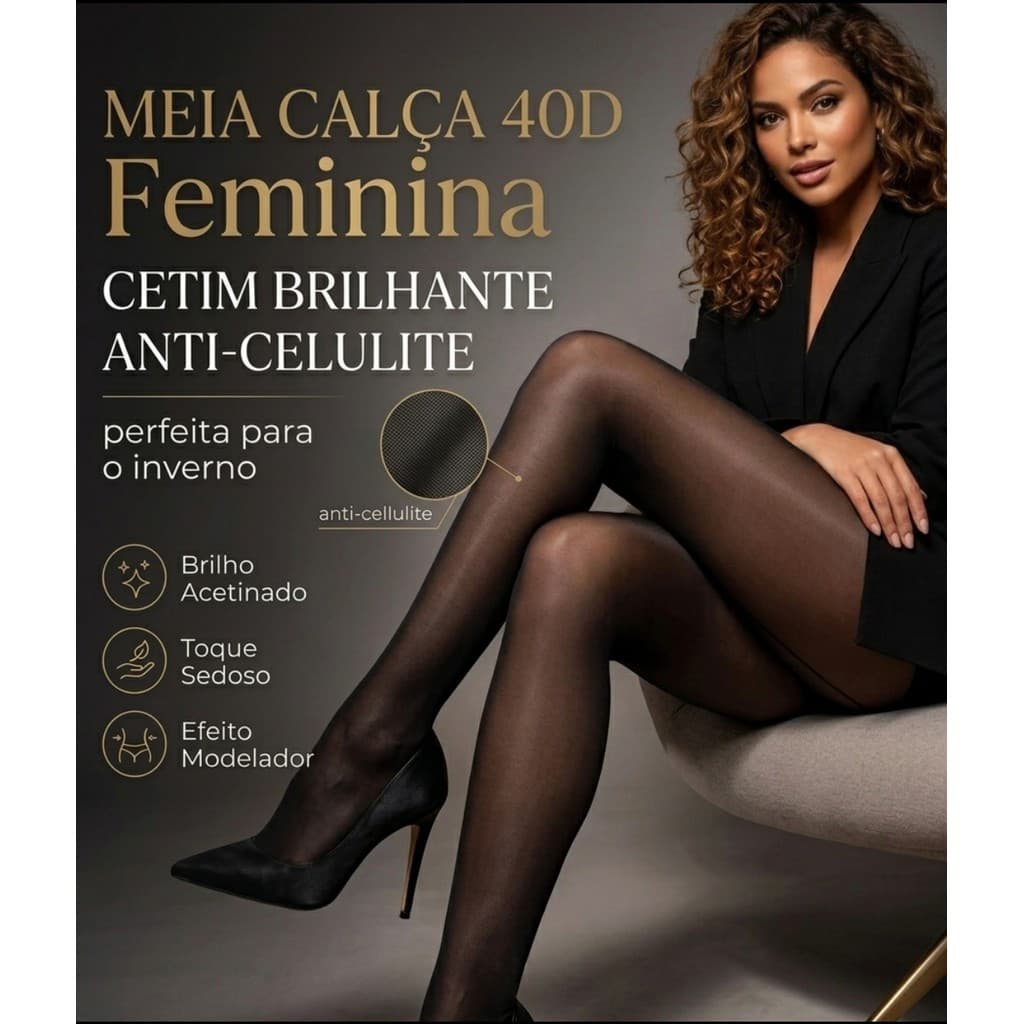 MEIA CALÇA FIO 40D ACETINADA ANTICELULITE RESISTENTE