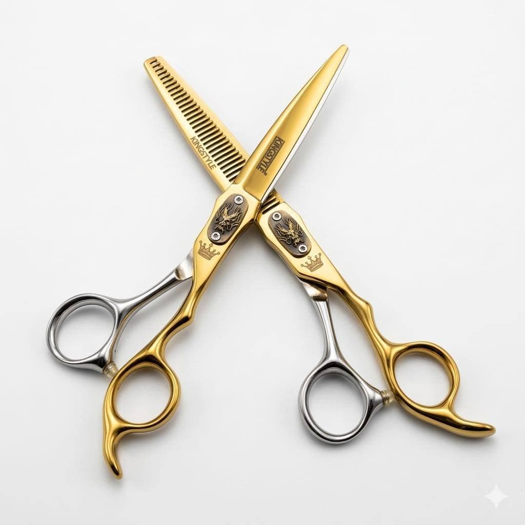 Kit Tesoura de Corte Profissional Kingstyle – Design Ergonômico e Luxo em Metal