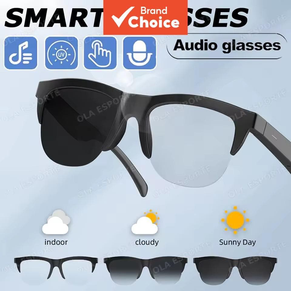 Óculos Inteligentes com Chamada Bluetooth e Fones de Ouvido Esportivos ao Ar Livre, Lentes Fotocromáticas, À Prova