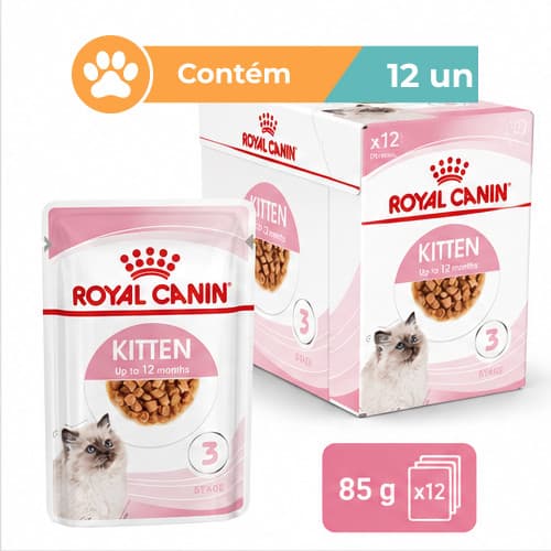 Kit 12 Ração Úmida Royal Canin Kitten Gatos Filhotes 85g