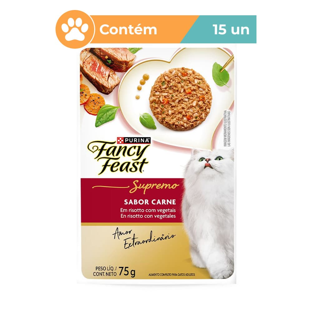 Ração Úmida Fancy Feast Supremo Carne Gatos 15x75g