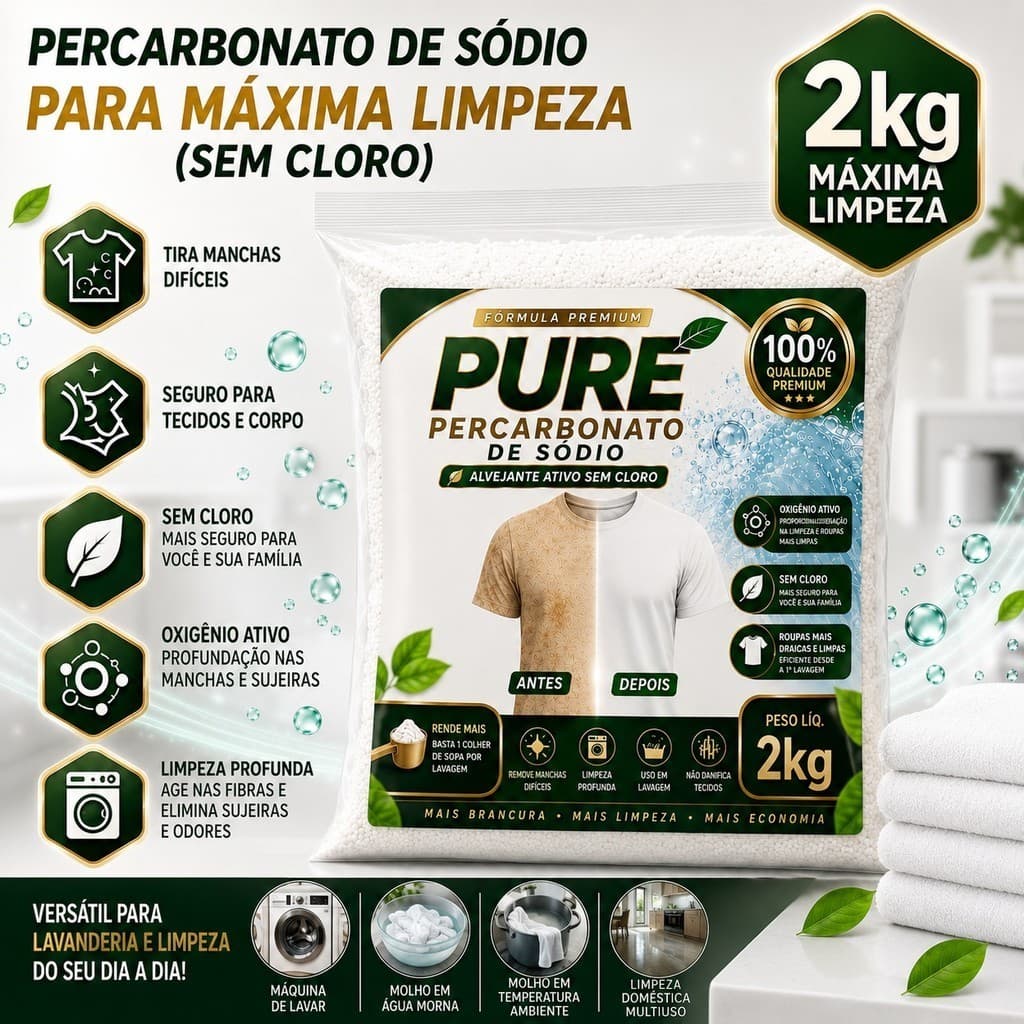 Percarbonato de sódio 100% pureza 2kg