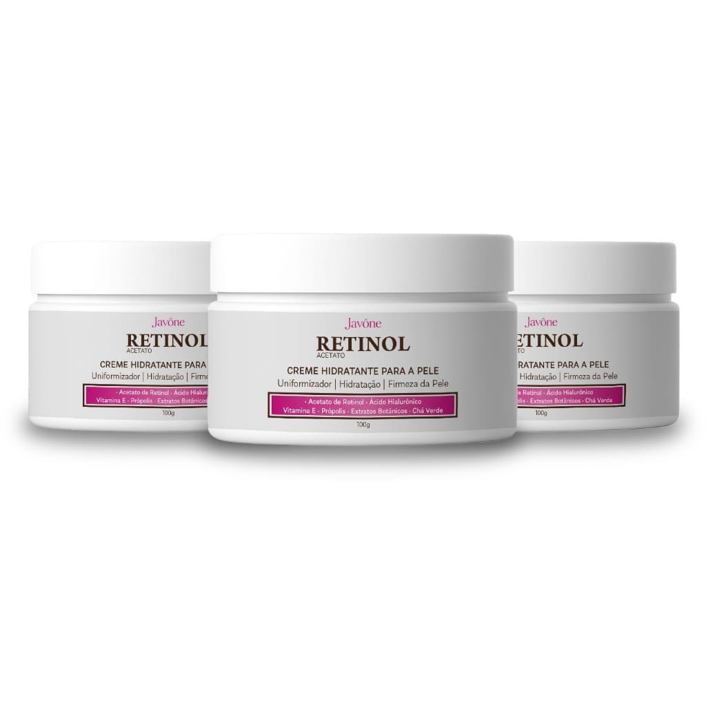 Kit com 3 Unidades – Javóne Retinol Acetato Creme clareador 100g