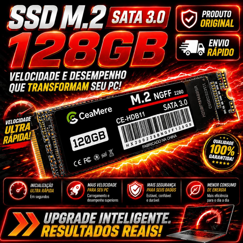 SSD M.2 NGFF 2280 128GB SATA III Original Para Notebook Desktop PC Alta Velocidade Com Nota Fiscal