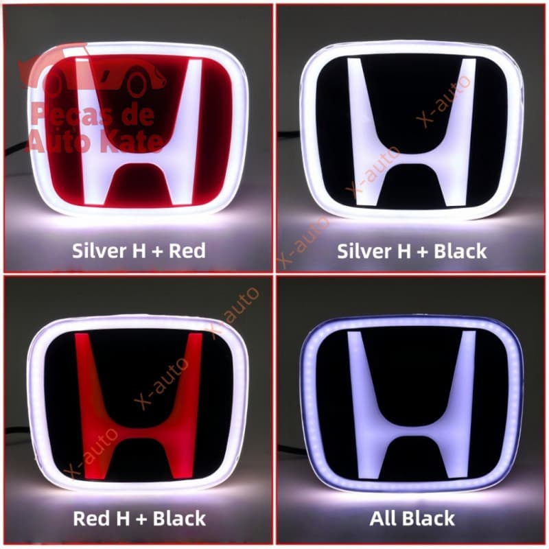 Luz LED Dinâmica e Animada para Emblema da Honda - Compatível com Grelha Frontal ou Traseira - 10 Tamanhos Disponíveis -
