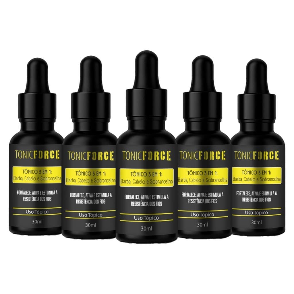 5x TonicForce 30ml – Barba, Cabelo e Bigode | Fortalece e Ativa