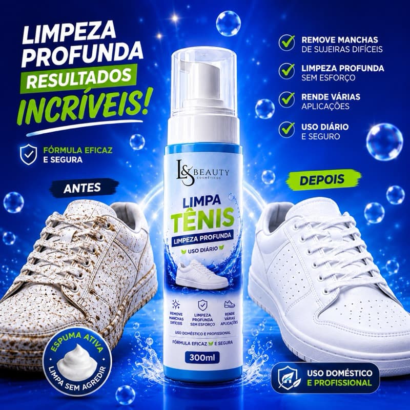 Limpa Tênis Espuma Limpeza Profunda - 300ml Envio Imediato