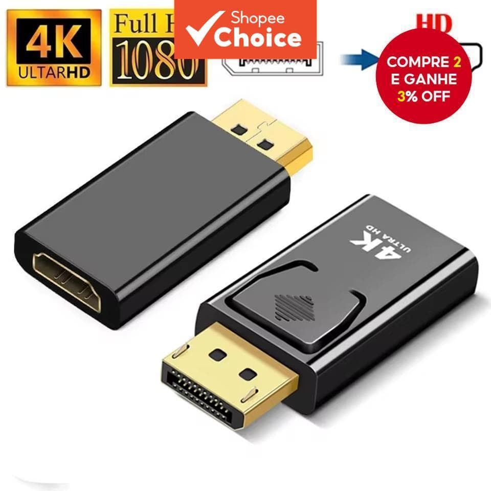 Adaptador DisplayPort Para HDMI 4K DP Conversor Macho Fêmea 1080P Vídeo PC HDTV Laptop Pro