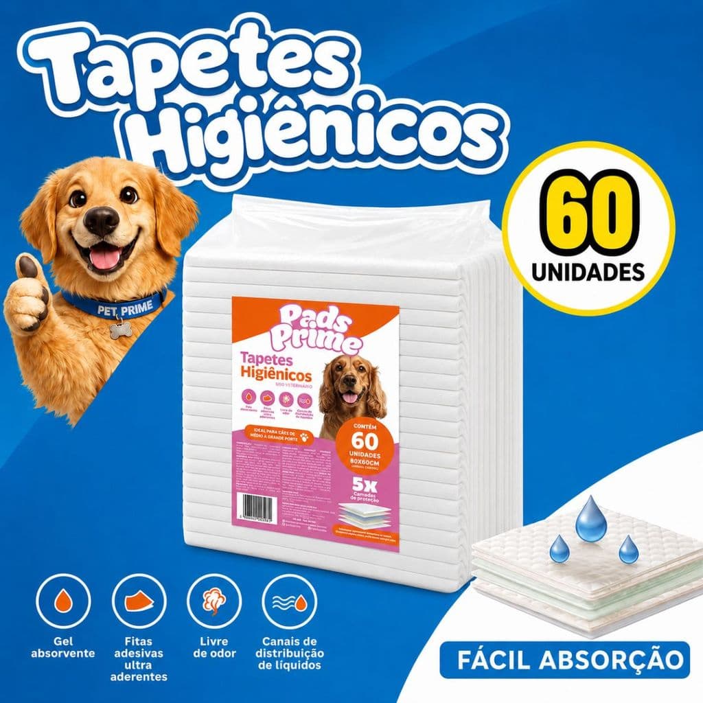 Tapete Higiênico 80X60 60UN PADS PRIME