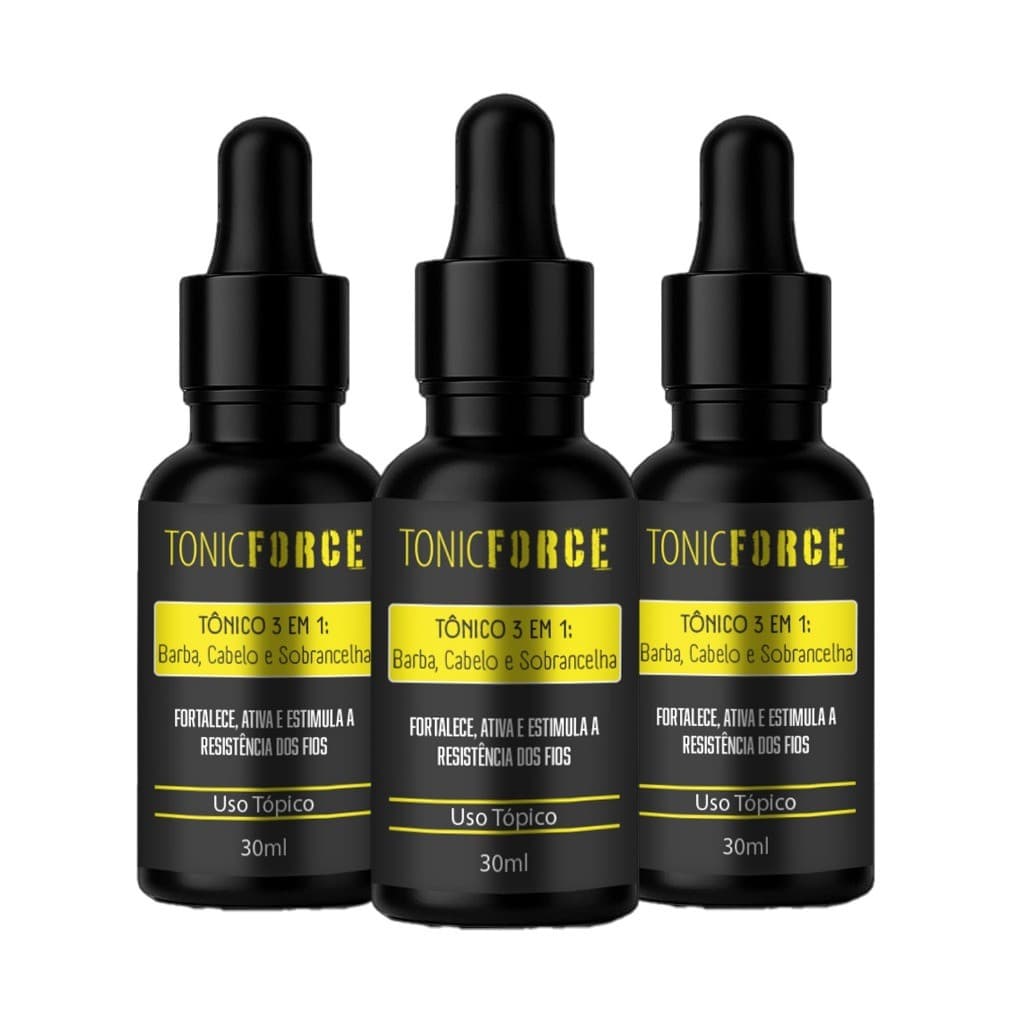 3un TonicForce 30ml – Barba, Cabelo e Bigode | Fortalece, Ativa e Estimula os Fios | Uso Tópico