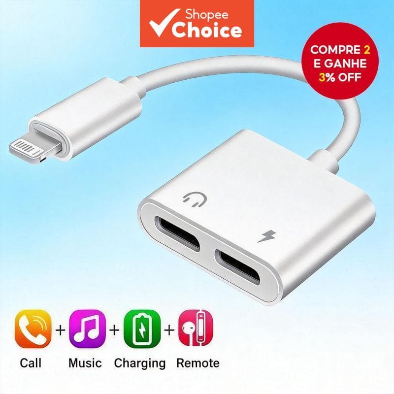  Adaptador USB C para Fone de Ouvido P2 e Carregador, Cabo Tipo C para Auxiliar Dongle com Carregamento Rápido PD