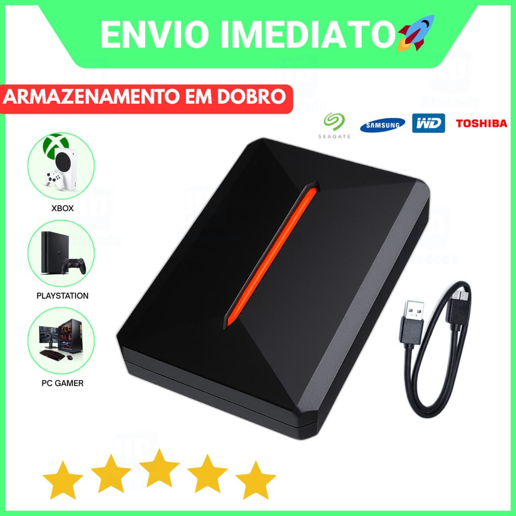 HD Externo 250GB a 500GB USB 3.0 ENVIO IMEDIATO Portátil de Console, Xbox, PS4 Armazenamento Rápido
