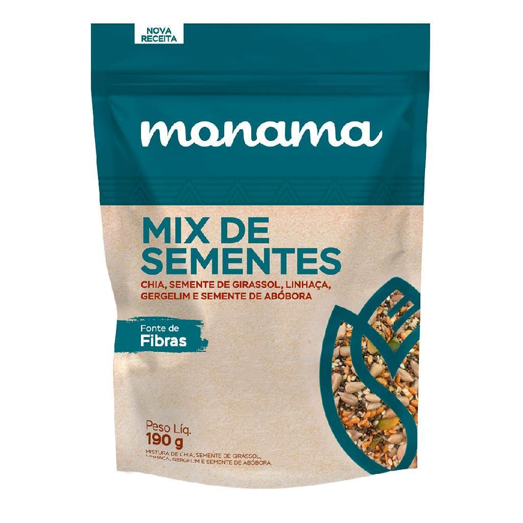 Mix de sementes chia girassol linhaça abóbora gergelim monama 190g sem glúten