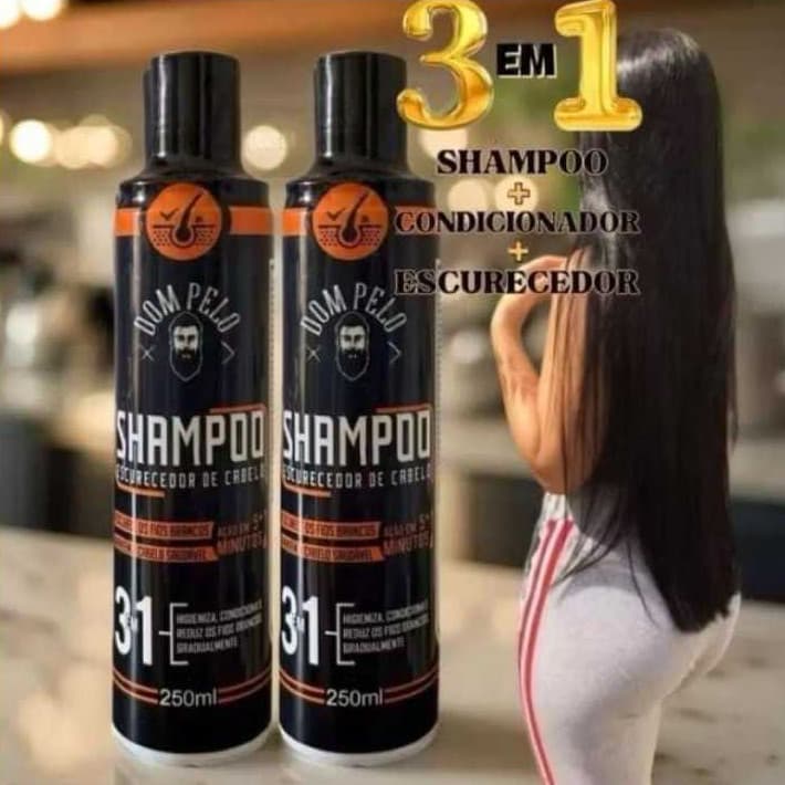 Shampoo Escurecedor De Cabelos Brancos Grisalhos Dom Pelo - KIT 02 UNIDADES