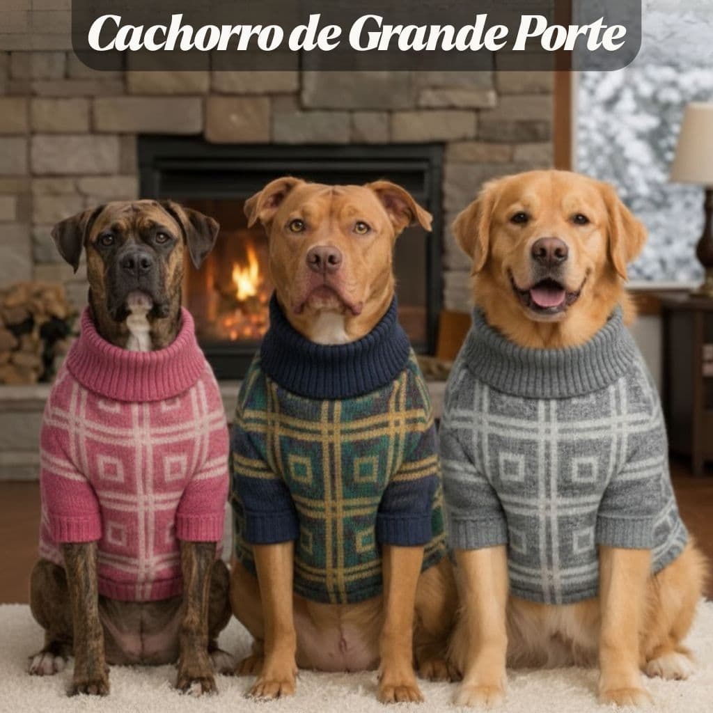 Roupa de Lã para Cachorro Grande Conforto Tricot GG XG XXG Macia Fácil de Vestir Dias Frios Sortida