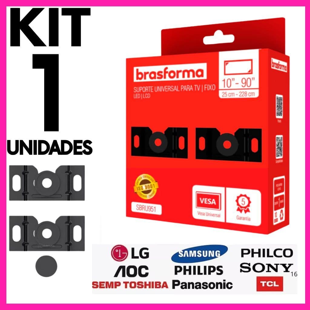 Suporte Fixo Para TV Universal LED/ LCD 10 a 90 Polegadas Até 40kg Aço Reforçado Padrão VESA