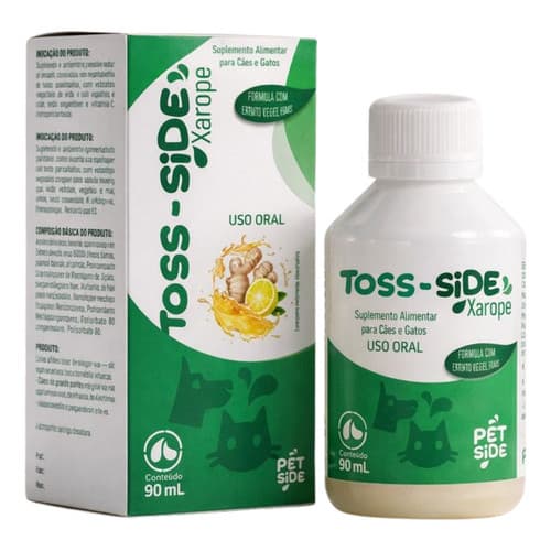 Xarope Tosse Seca para Cachorro Gato Tossi-side 90ml Mel Gengibre Gripe