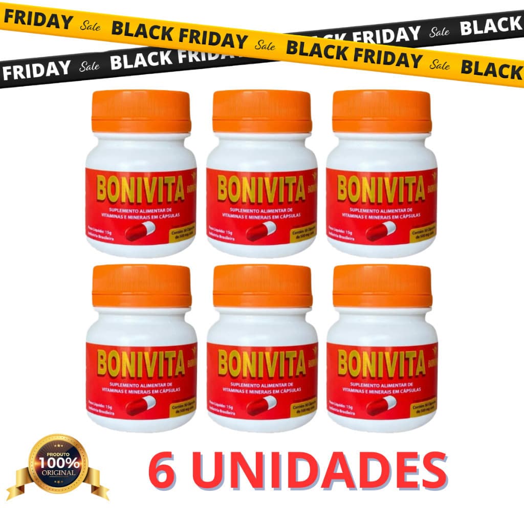 06 Frascos Bonivita Suplemento Alimentar Natural e Funcional - 30 Caps - 100% Natural
