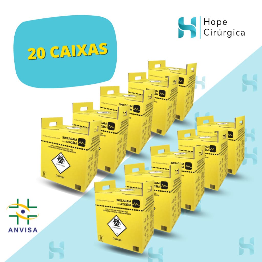 KIT 20 CAIXAS - Caixa Perfuro Cortante Coletor (03-Litros)