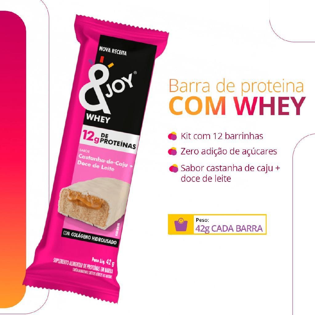 Barra de proteína ejoy whey chocolate e avelã 42g display 12un sem açúcar