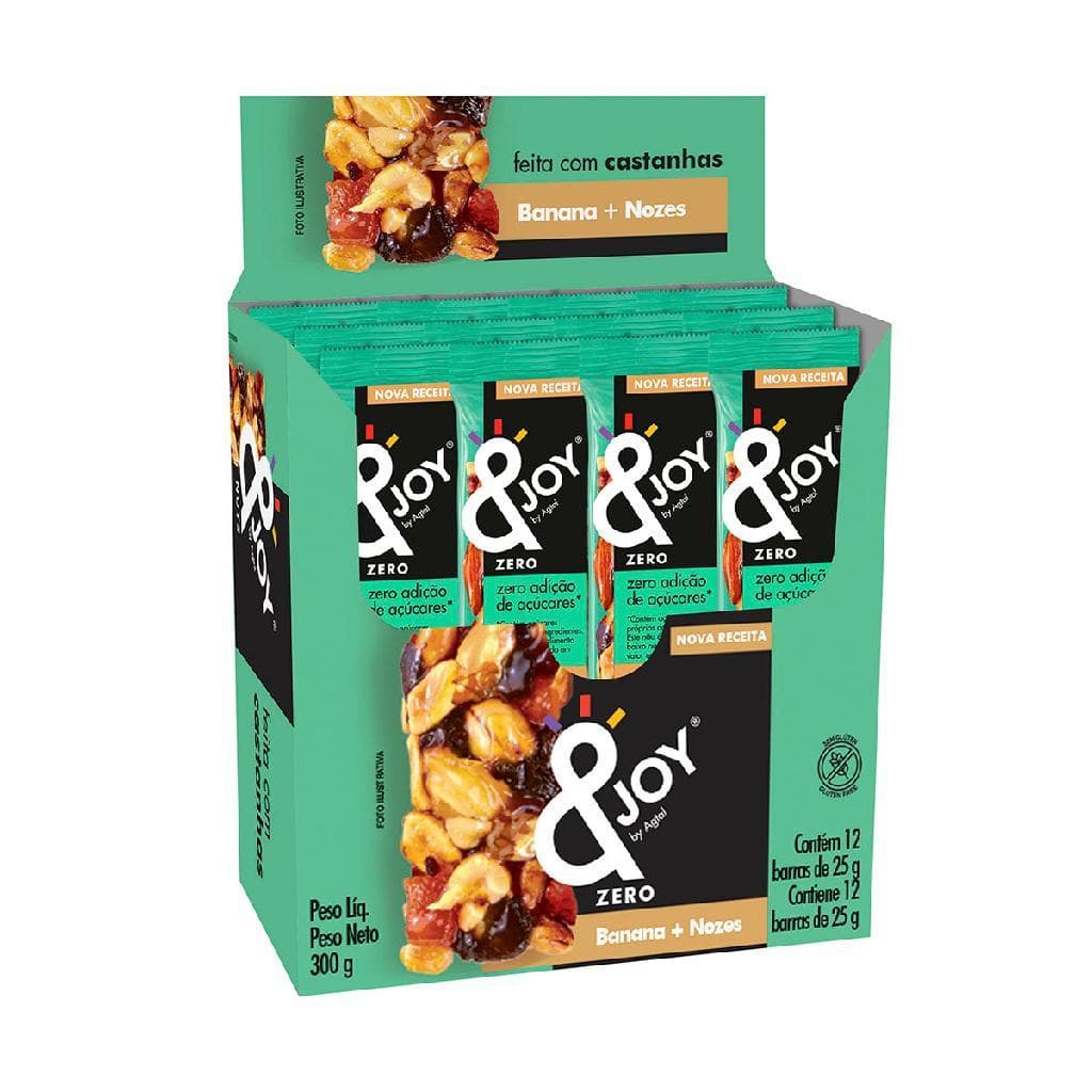Barra de castanha banana e nozes ejoy nuts display 12un 25g zero açúcar
