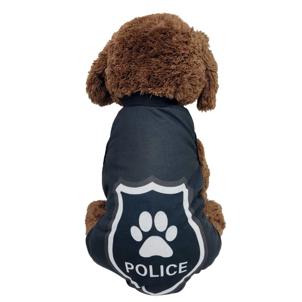 Roupa Pet Policia Modelo Regata Básica fantasia roupinha cachorro policial preta bope divertida