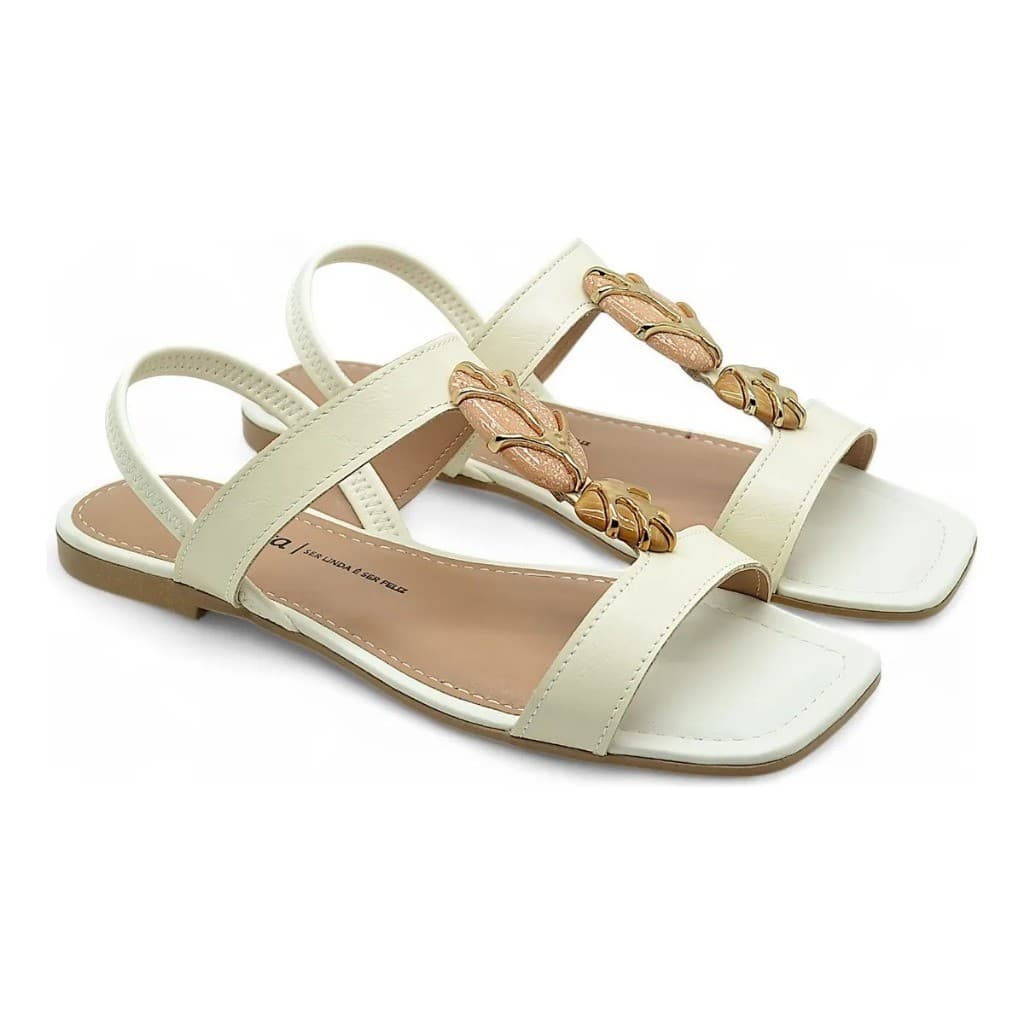 Sandalia Dakota Rasteira Conforto Feminina Pedraria Macia