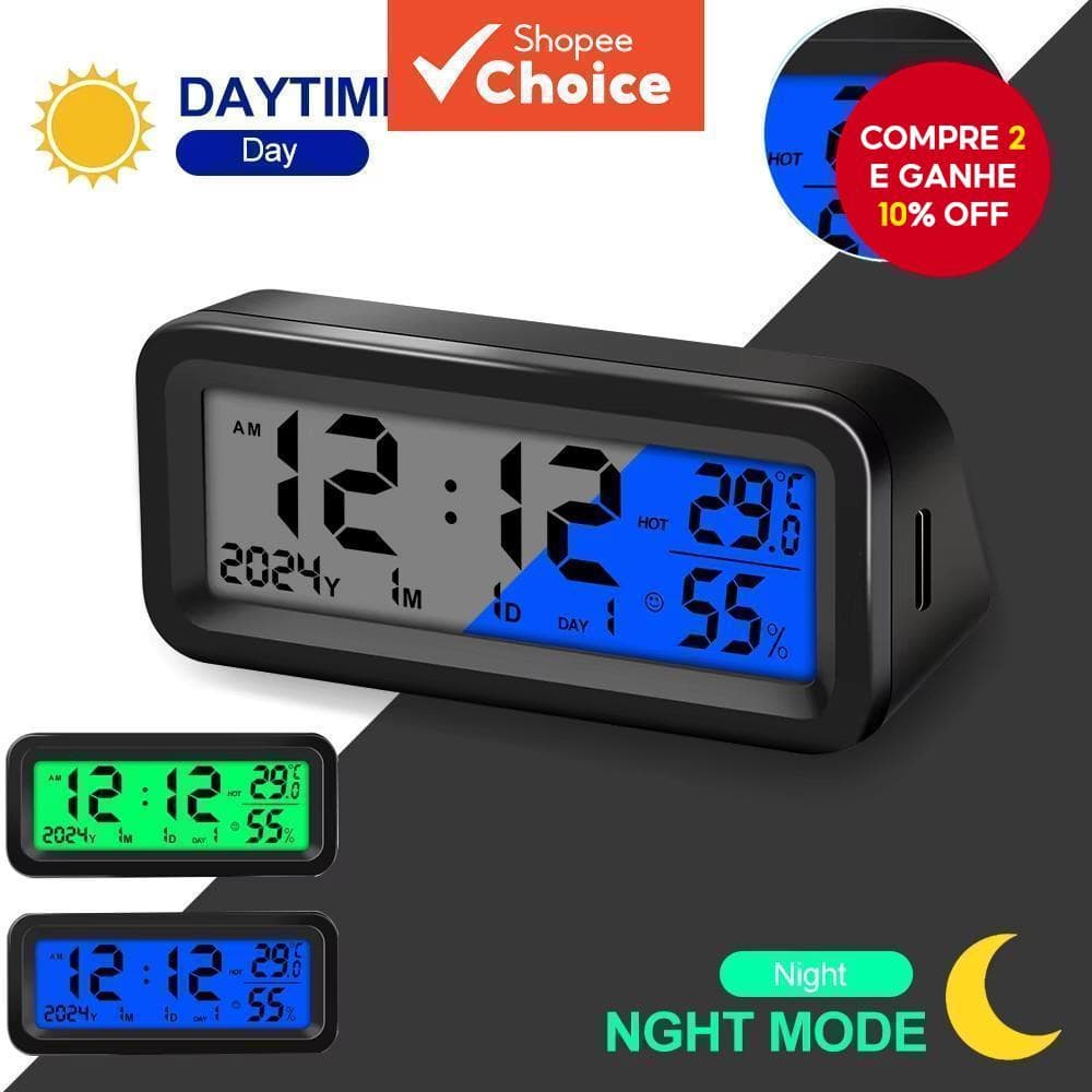 Relógio Digital LCD Para Carro Medidor De Painel Movido A Energia Solar Voltímetro Indicador De Bateria Com Display De T