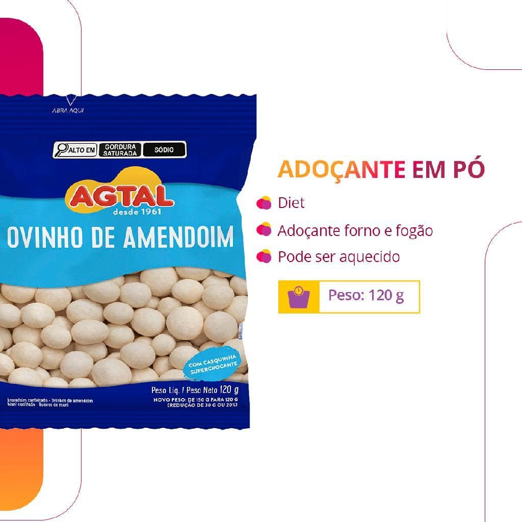 Snack Ovinhos de amendoim drageado crocante agtal 120g 1 unidade