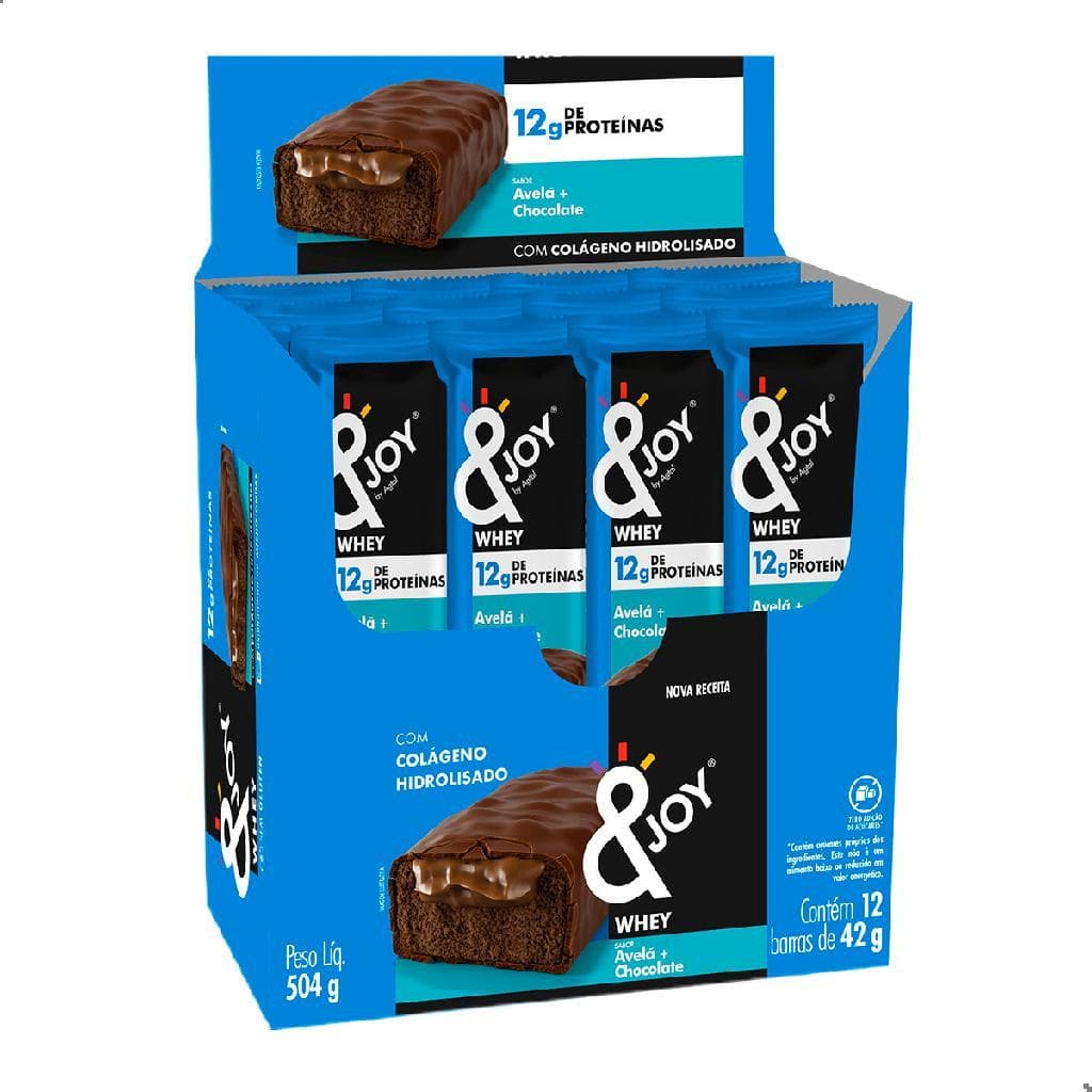 Barra de proteína ejoy whey chocolate e avelã 42g display 12un sem açúcar
