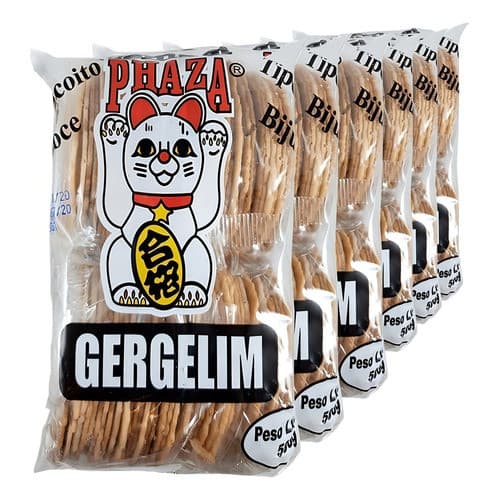 Bolacha Japonesa Sembei Gergelim Phaza 500g (Kit com 6)
