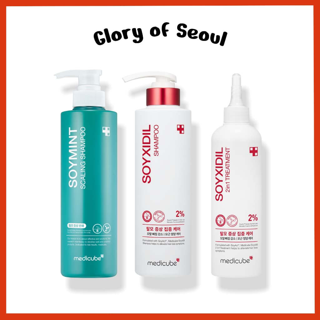 MEDICUBE SOYXIDIL Hair Care 3 Tipos (SOYMINT 490ml , Shampoo Tratamento 265ml)