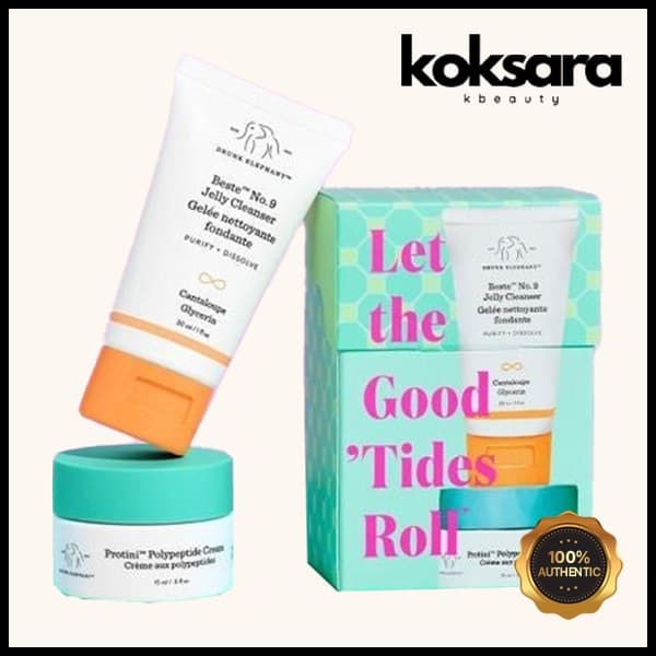 Drunk Elephant Let The Good 'Tides Roll Kit (cleanser 30ml, cream 15ml)