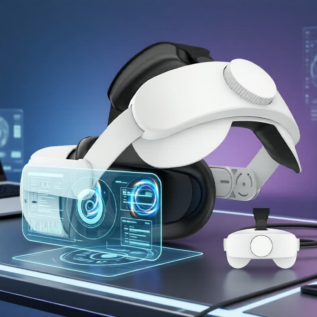 Alça de Cabeça VR para Oculus/Meta Quest 2, Faixa Elite Ajustável para Maior Conforto e Experiência Imersiva, Sem