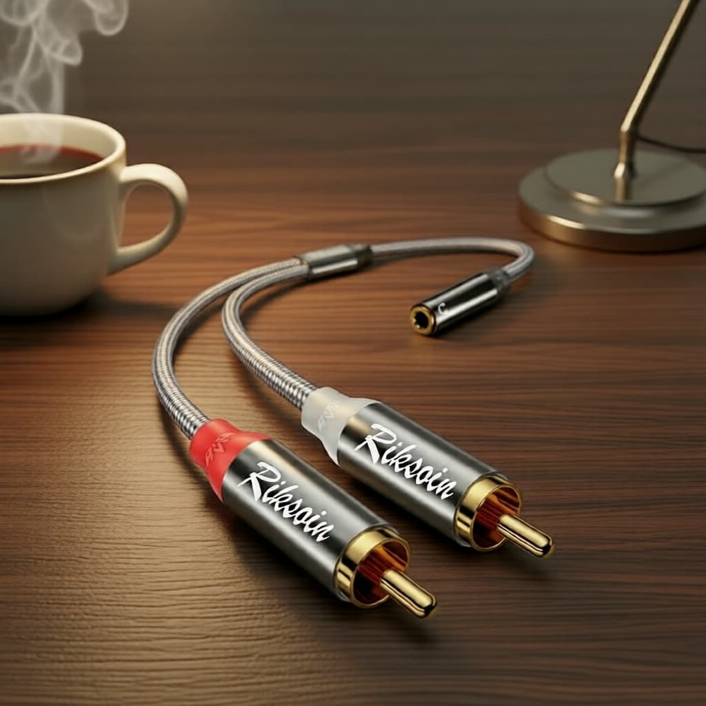 Adaptador de Áudio Fêmea de 3,5mm para Duplo RCA Ouro-Banhado Bi-Direcional para Mixer de Alto-falante Pro