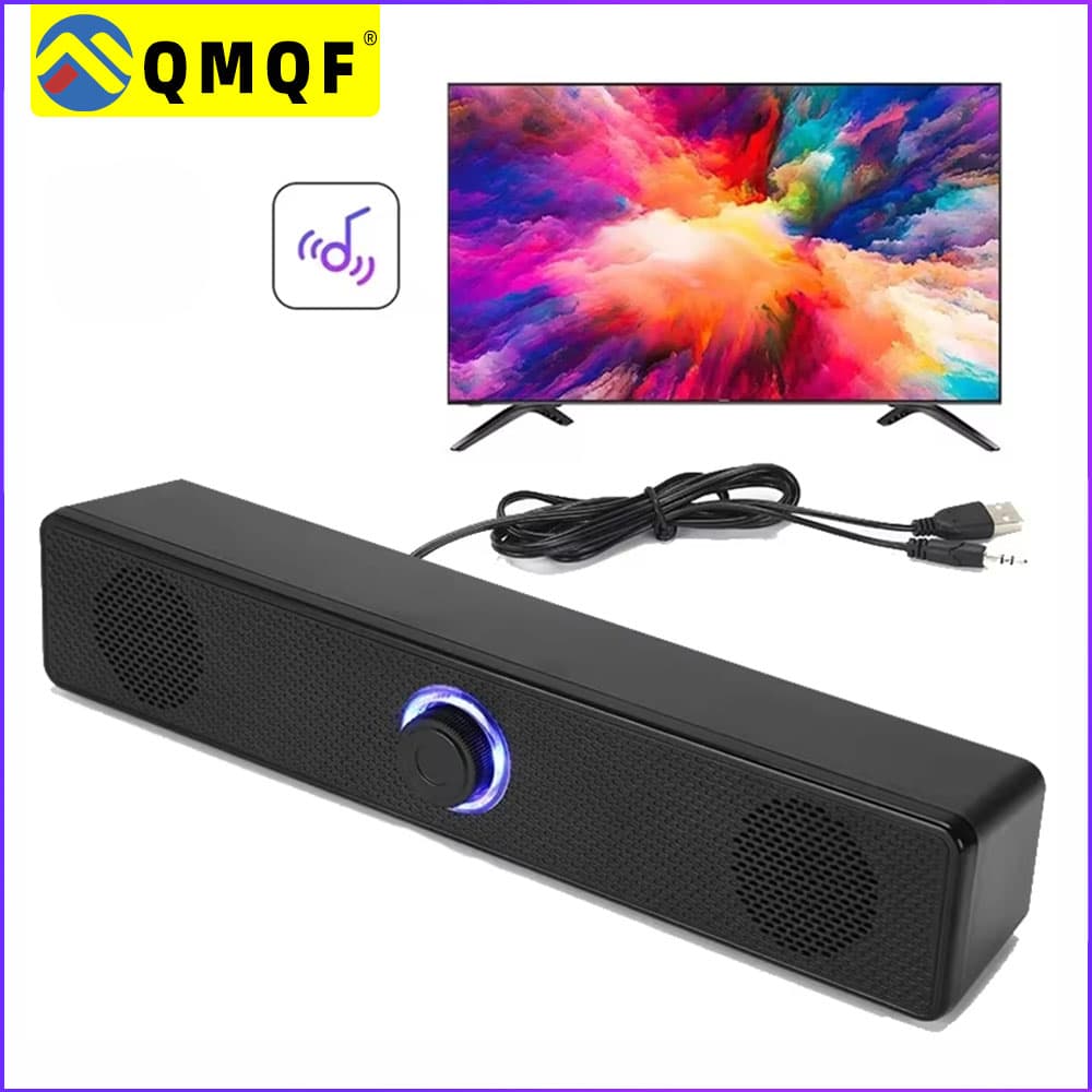 PC Soundbar Alto-Falante Com Fio USB Subwoofer De Graves Pesados Boom Box Surround Para TV Laptop Home